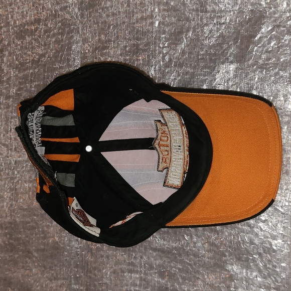 Used Orange/Black Y2K Harley Davidson Baseball Style Hat - Picture 3 of 6